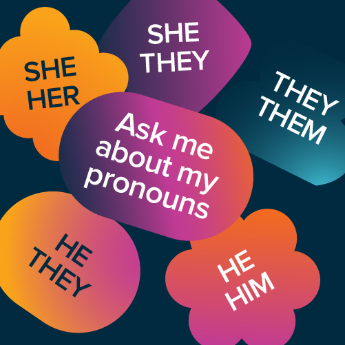 Pronouns stickers for Gladstone ID badges
