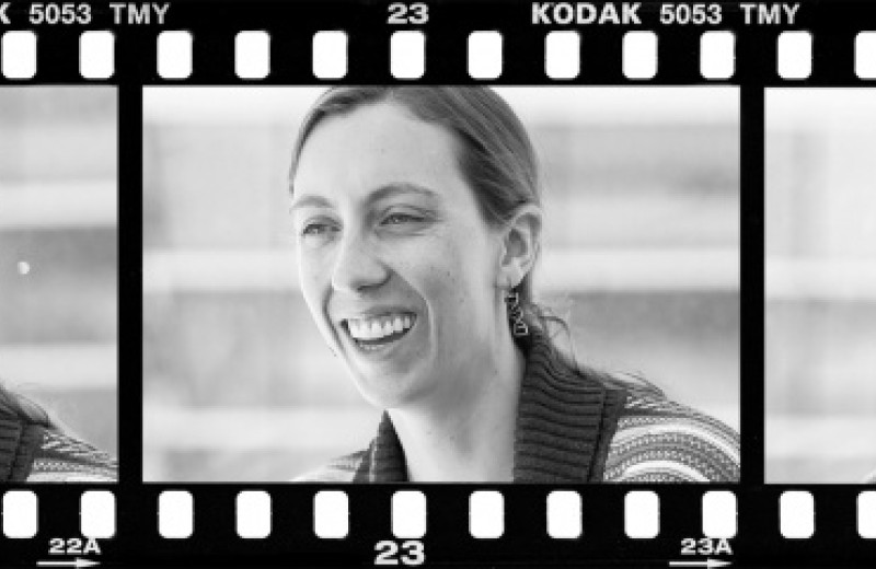 Film Strip of three images of Kathleen Keough