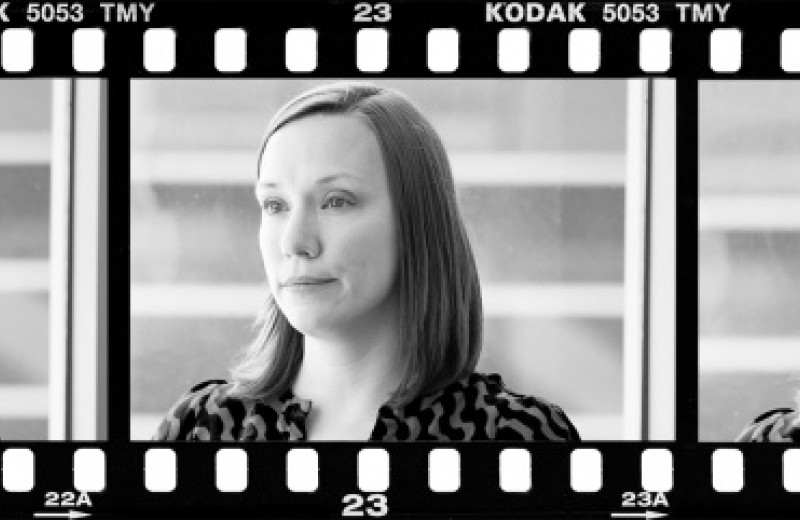 Film strip of three photos with Michelle Sibly