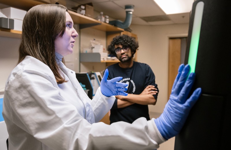 co-first author Megan Ostrowski, left, and senior author Vijay Ramani on the right