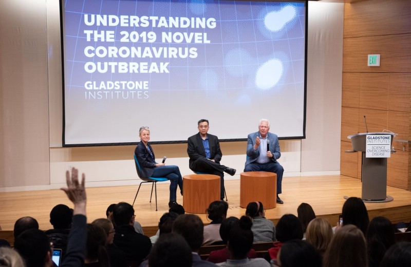 Melanie Ott, Charles Chiu, and Warner Greene answer questions at a public briefing about Coronavirus