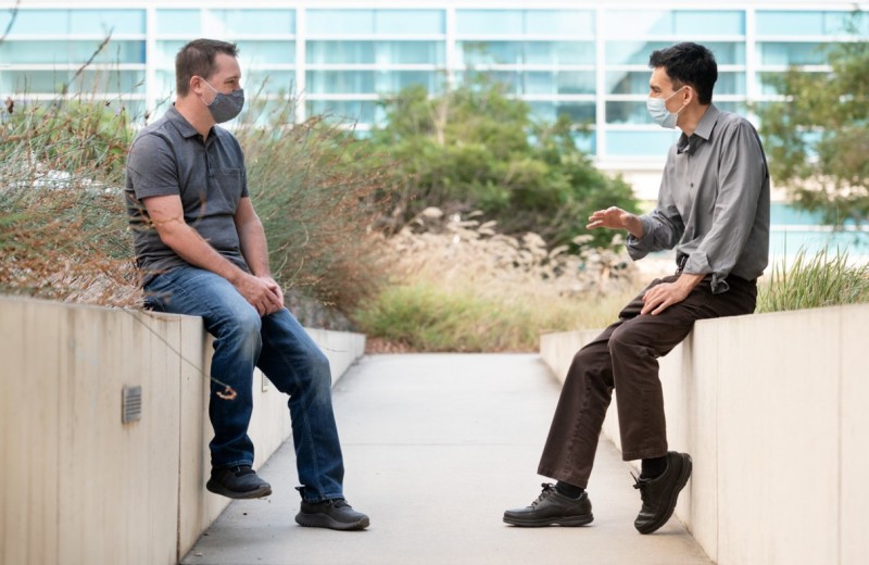 Todd McDevitt and Ken Nakamura pictured conversing at Gladstone