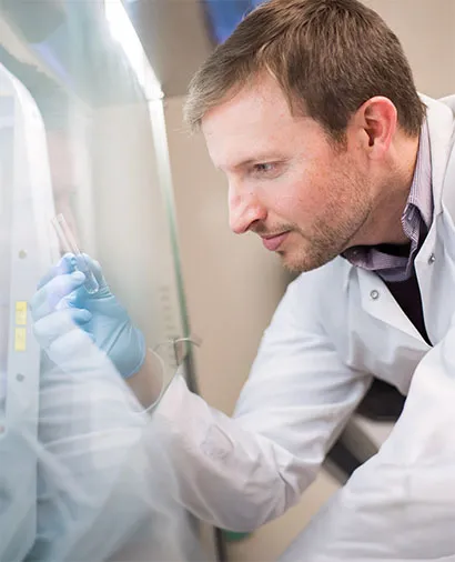 Kole Roybal working at a lab hood
