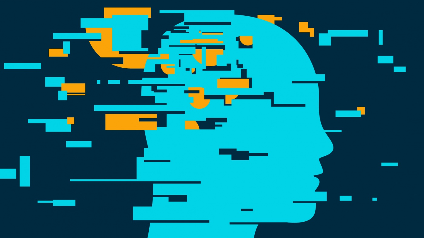 Illustration of a fragmented profile of a person