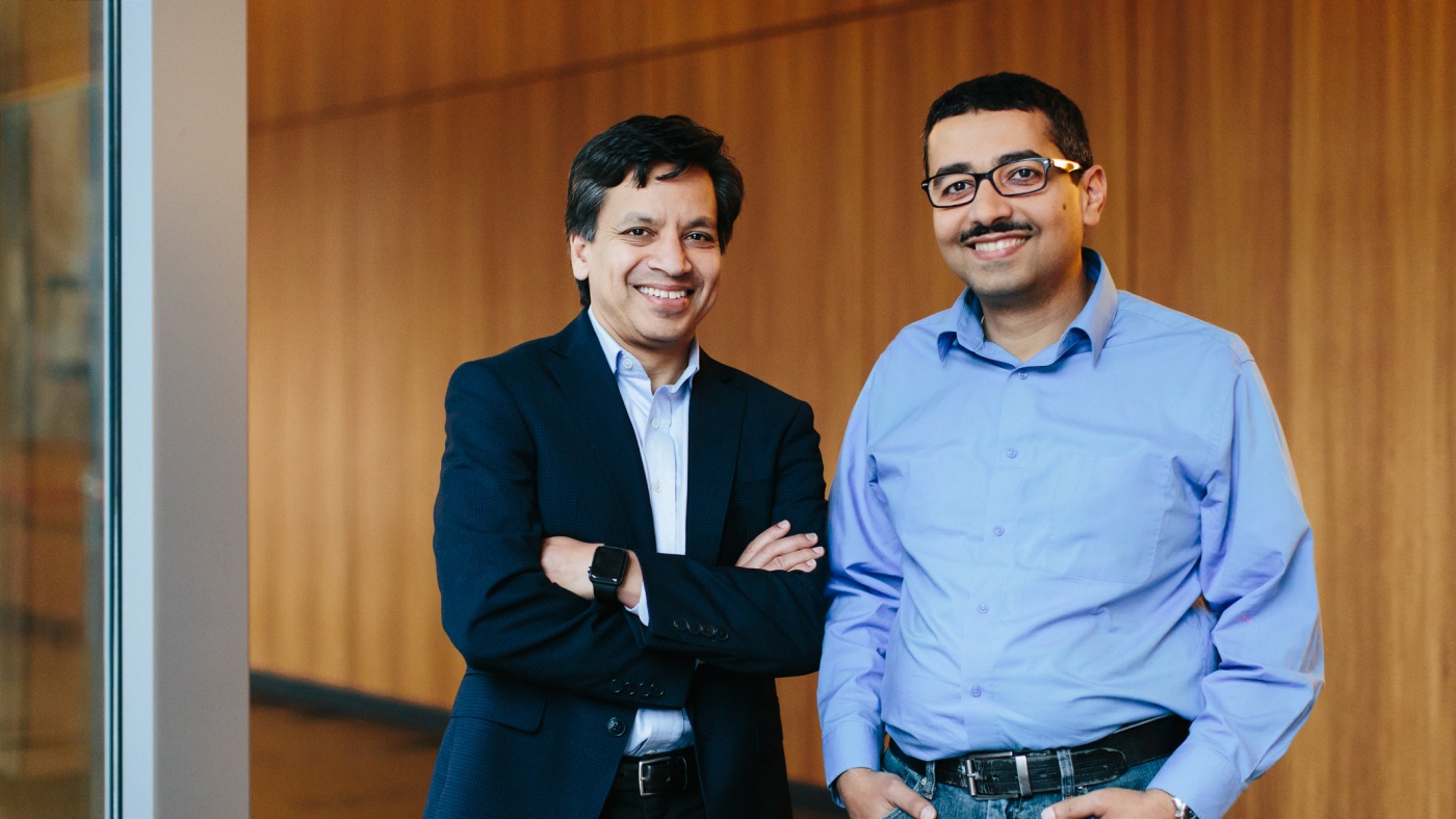Deepak Srivastava and Tamer Mohamed in the Gladstone Lobby
