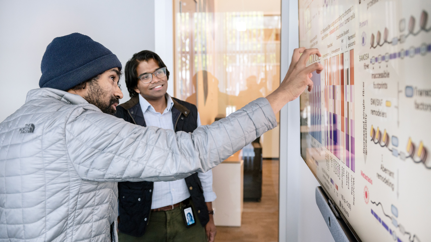 Gladstone Senior Investigator Vijay Ramani (left) and collaborator Siva Kasinathan