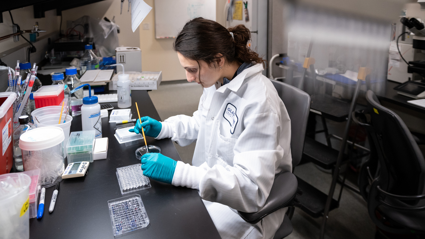 scientist working at a lab bench