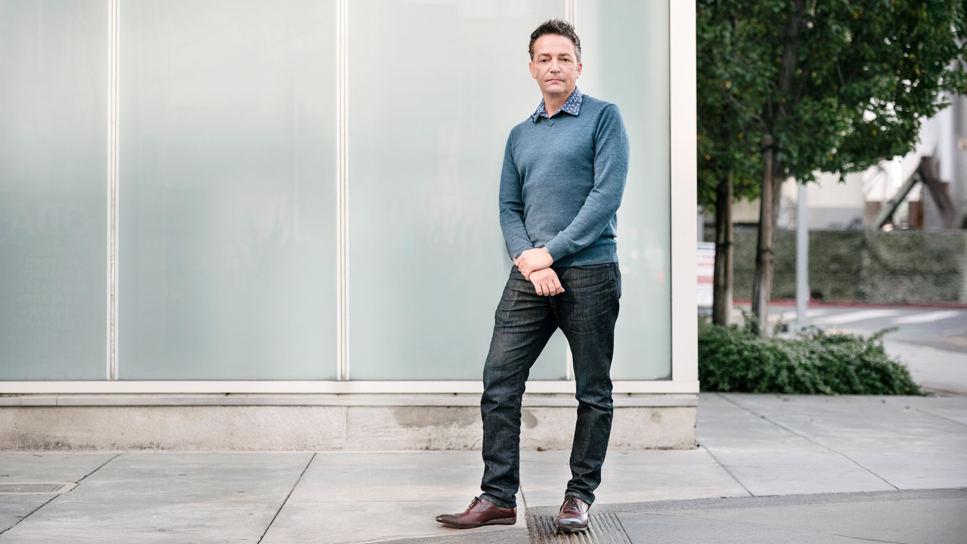 Benoit Bruneau standing in front of Gladstone Institutes