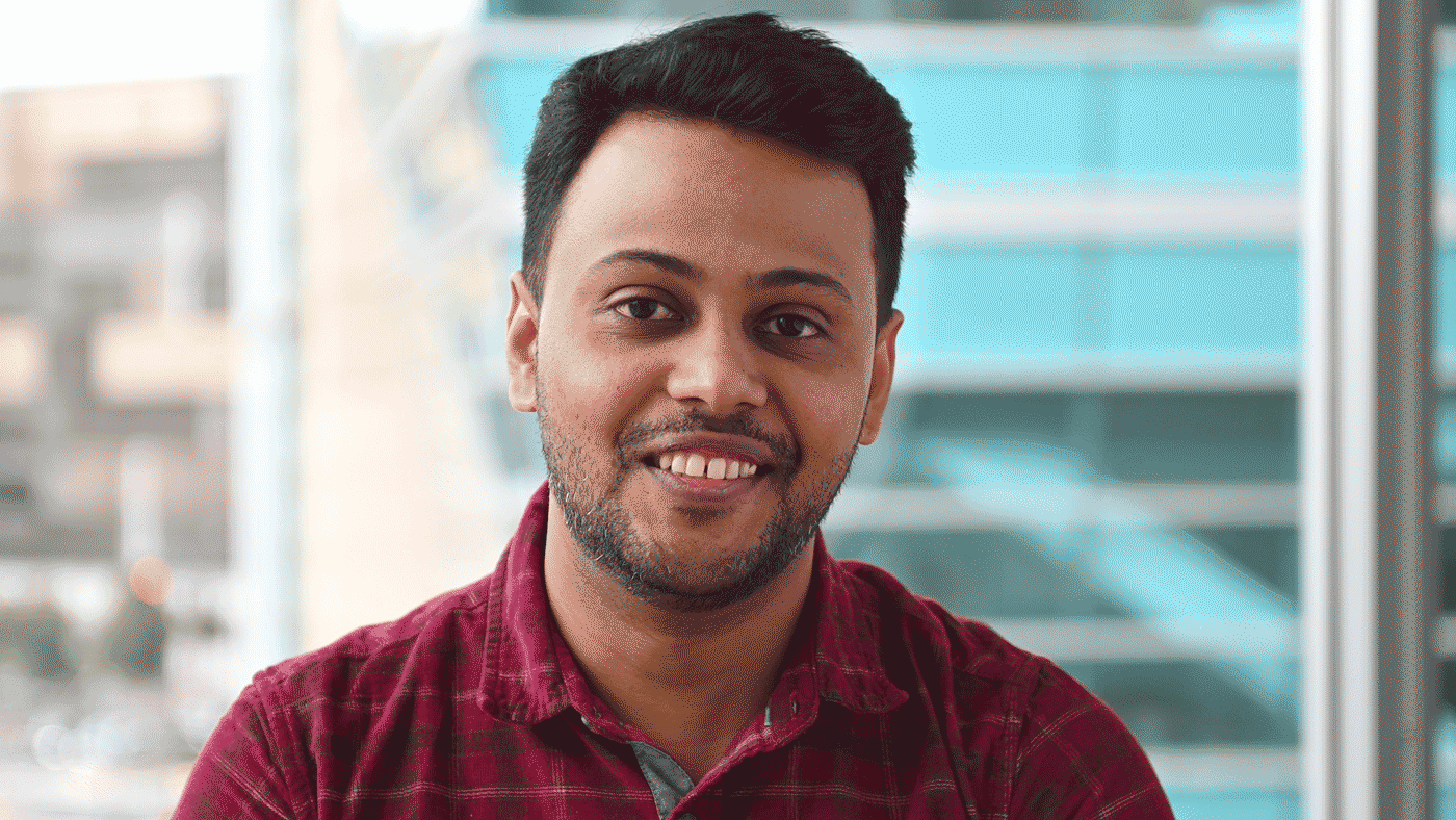 Animated GIF of Gladstone's Aditya Naik during his interview